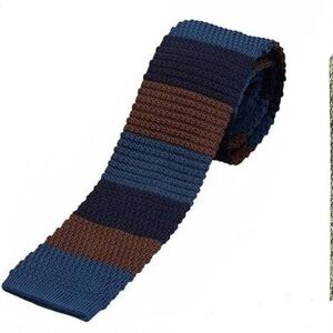 Blue and Brown Striped Knit Tie